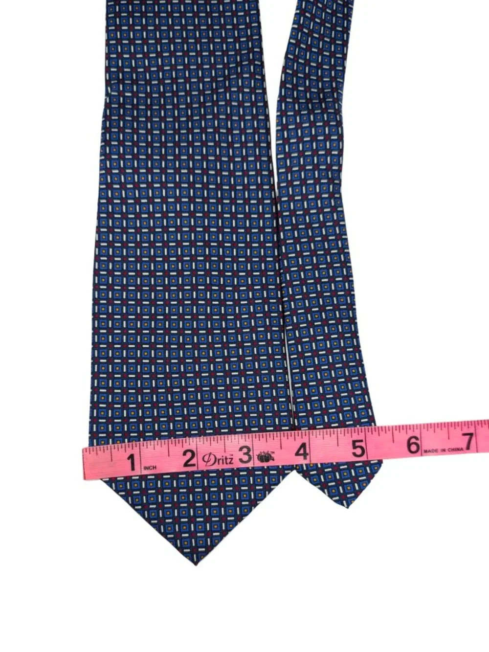 Lauren Ralph Lauren Men's Blue Geometric Small Pattern Preppy Silk Tie